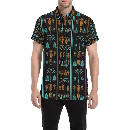 Hawaiian Themed Pattern Print Design H023 Men's Short Sleeve Button Up Shirt