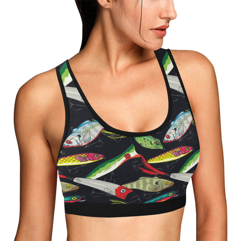 Fishing Bait Print Sports Bra