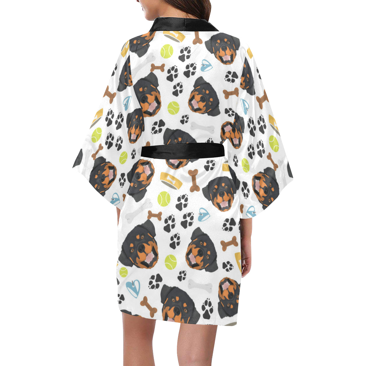 Rottweiler Pattern Print Design A04 Women's Short Kimono