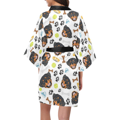 Rottweiler Pattern Print Design A04 Women's Short Kimono