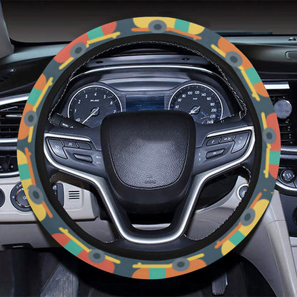 Camper Pattern Print Design 02 Steering Wheel Cover with Elastic Edge