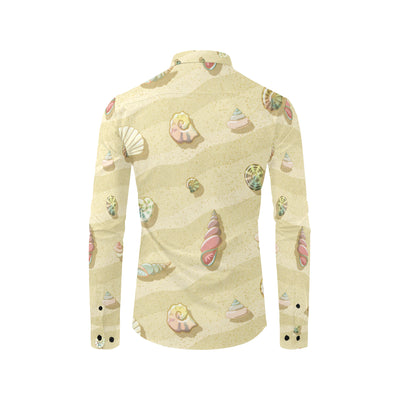 Beach with Seashell Theme Men's Long Sleeve Shirt