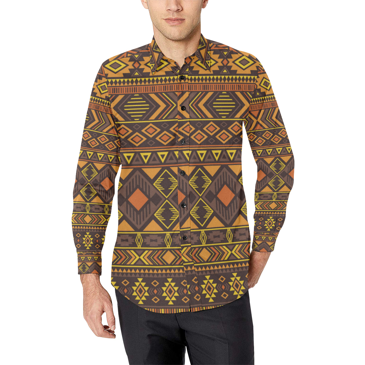 Navajo Pattern Print Design A06 Men's Long Sleeve Shirt