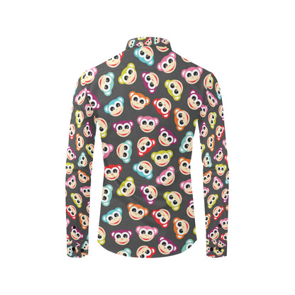 Monkey Head Design Themed Print Men's Long Sleeve Shirt