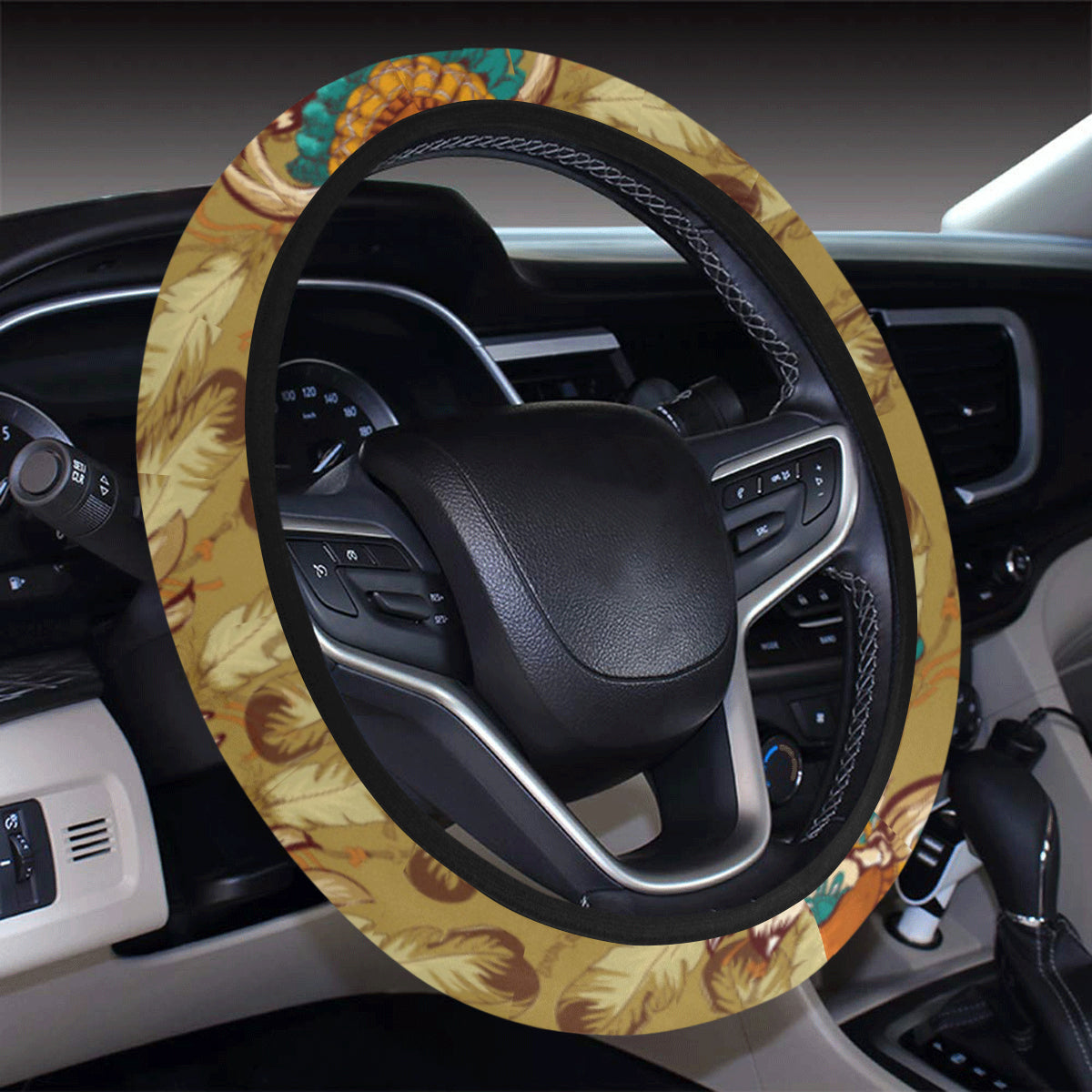 Native Indian Buffalo head Steering Wheel Cover with Elastic Edge