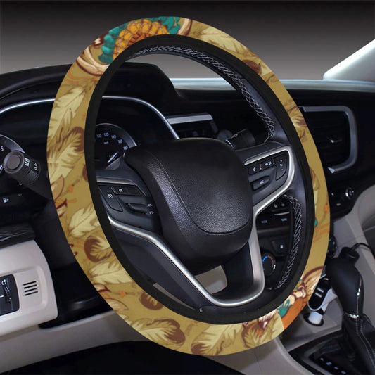 Native Indian Buffalo head Steering Wheel Cover with Elastic Edge