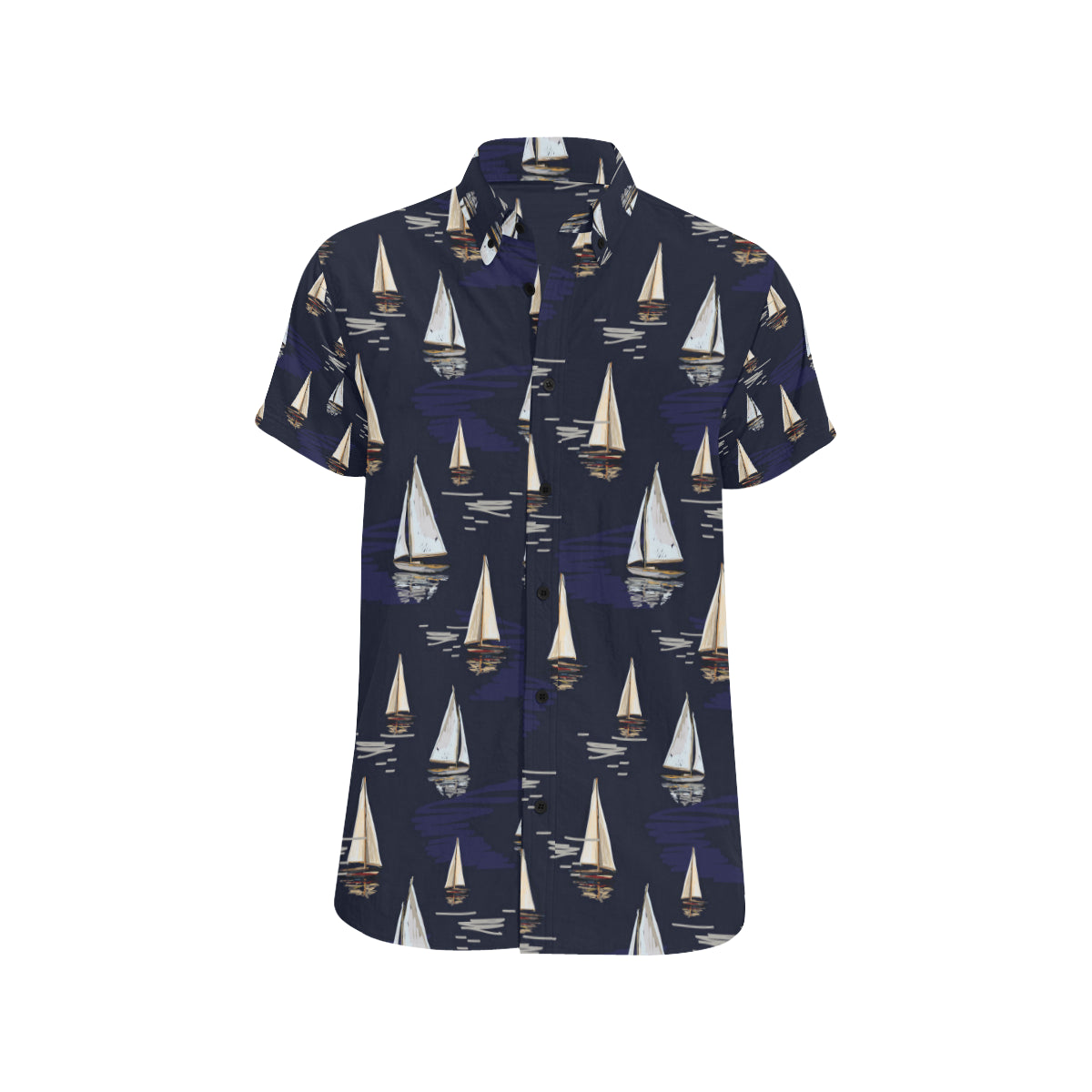 Sailing Ships Pattern Print Design A05 Men's Short Sleeve Button Up Shirt