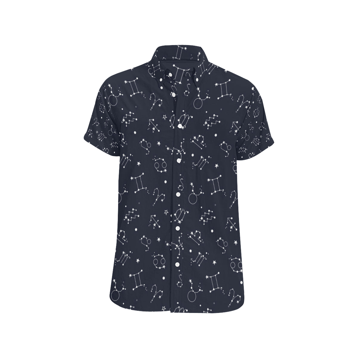 Constellation Pattern Print Design 05 Men's Short Sleeve Button Up Shirt