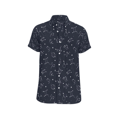 Constellation Pattern Print Design 05 Men's Short Sleeve Button Up Shirt