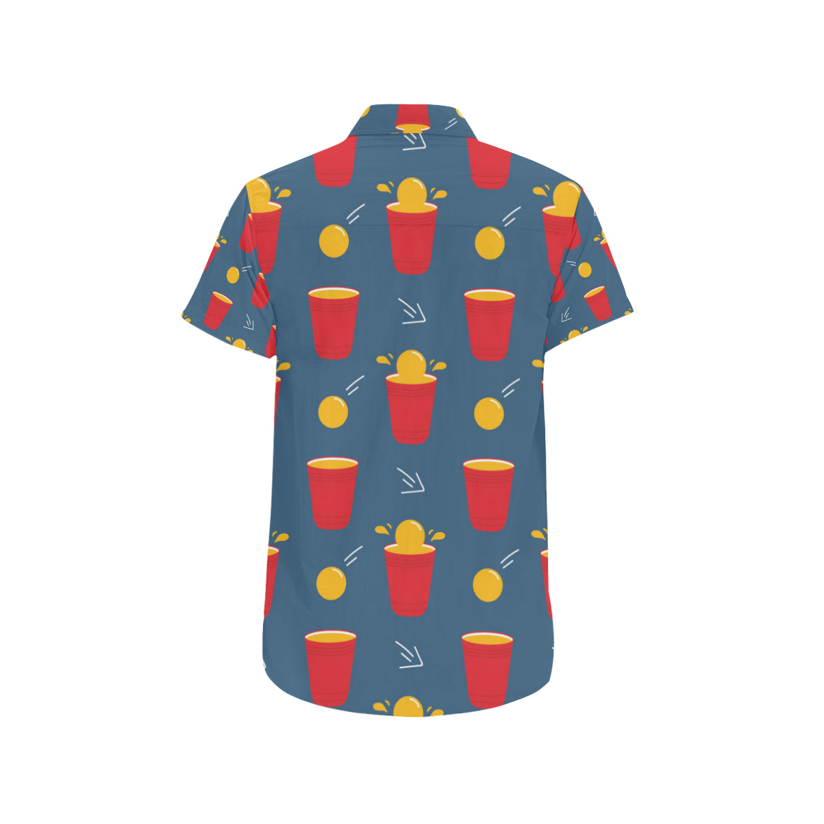 Beer Pong Pattern Print Design 02 Men's Short Sleeve Button Up Shirt