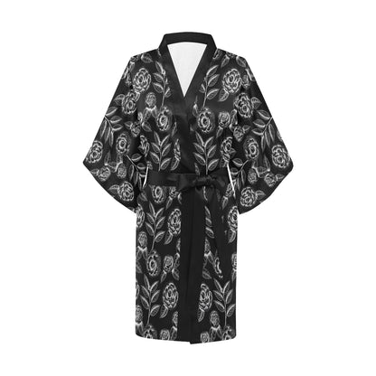 Camellia Pattern Print Design 02 Women's Short Kimono