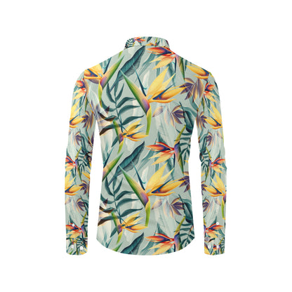 Tropical Flower Pattern Print Design TF022 Men's Long Sleeve Shirt