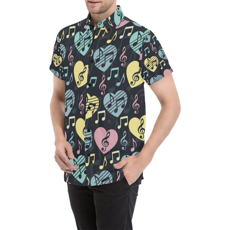 Music note Pattern Print Design A03 Men's Short Sleeve Button Up Shirt