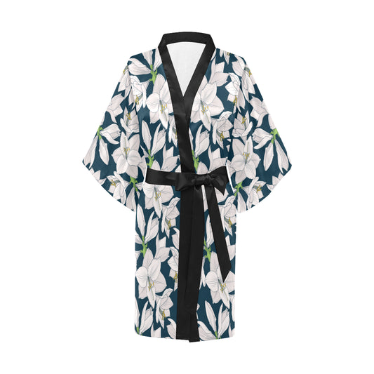 Amaryllis Pattern Print Design 01 Women's Short Kimono