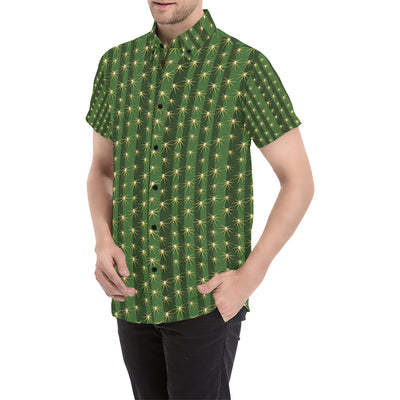 Cactus Skin Print Pattern Men's Short Sleeve Button Up Shirt