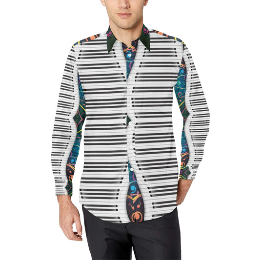 Piano Pattern Print Design 01 Men's Long Sleeve Shirt