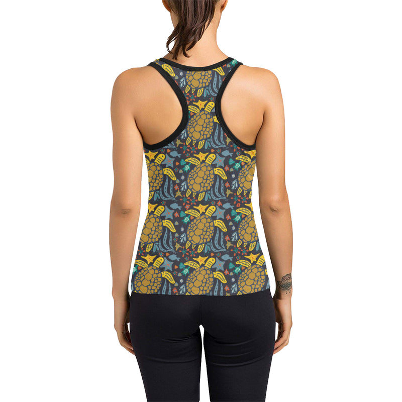 Sea Turtle Pattern Print Design T03 Women's Racerback Tank Top