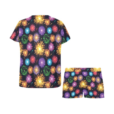 Firework Print Design LKS305 Women's Short Pajama Set