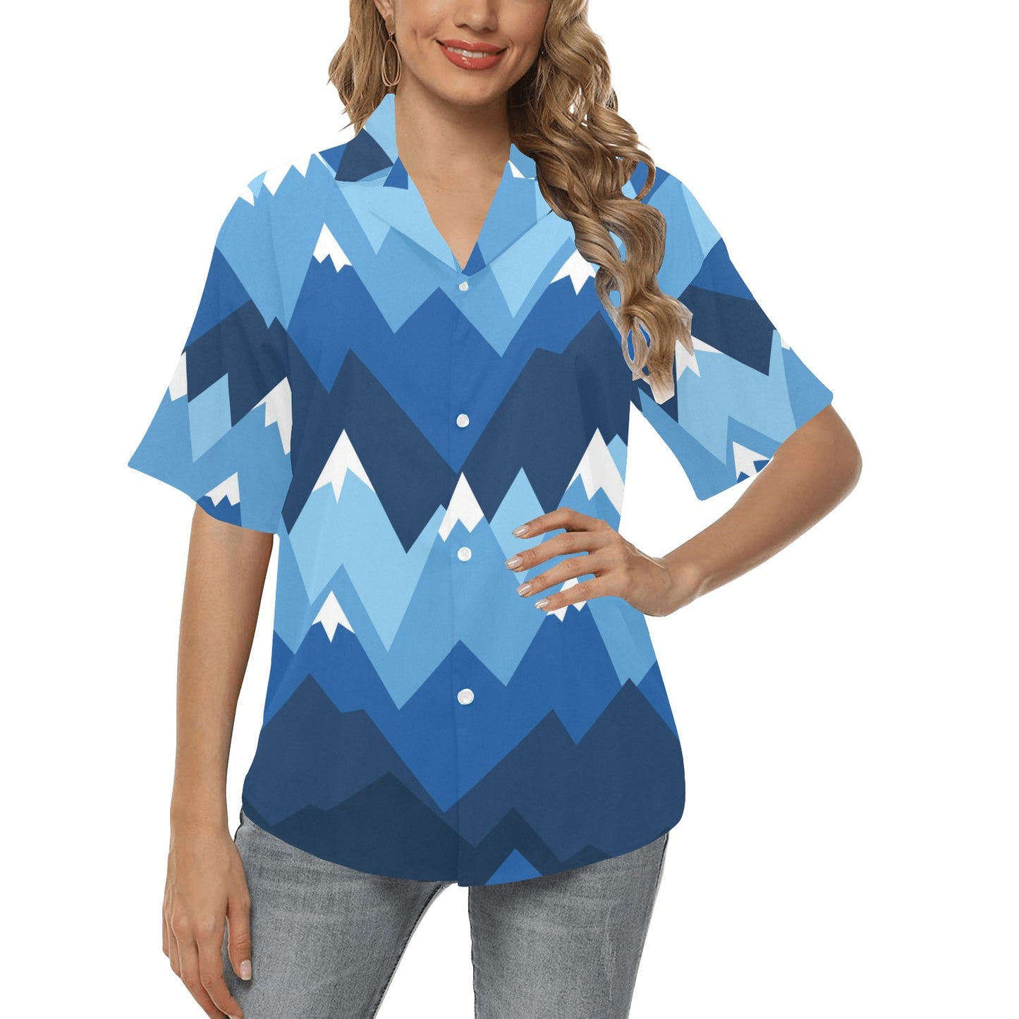 Mountain Pattern Print Design 04 Women's Hawaiian Shirt