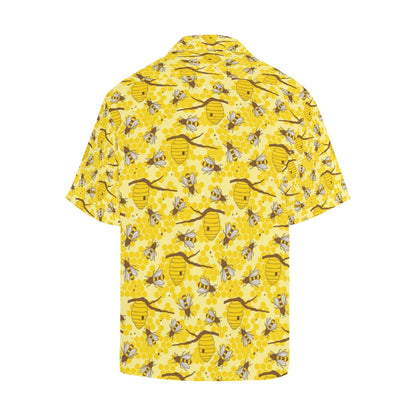 Bee With Honeycomb Print Design LKS302 Men's Hawaiian Shirt