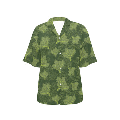Kale Pattern Print Design 01 Women's Hawaiian Shirt