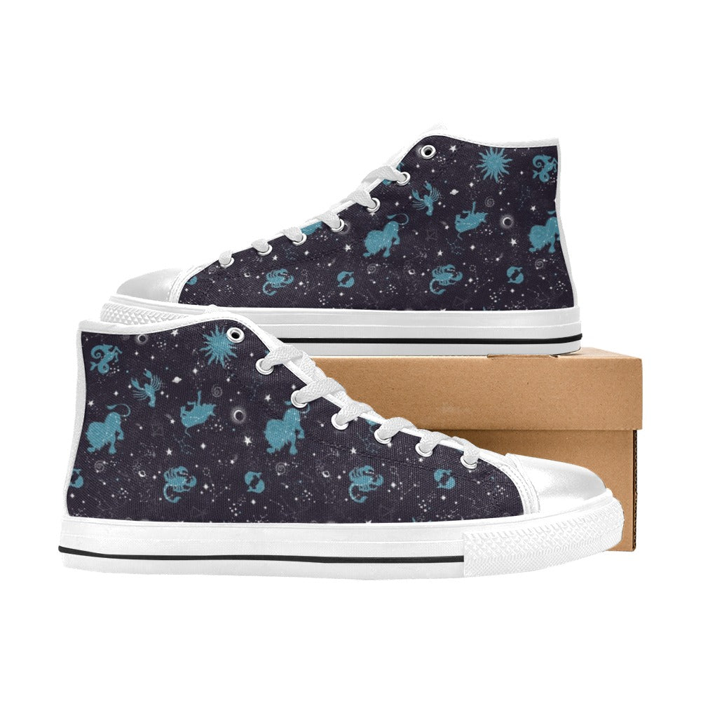 Zodiac Print Design LKS303 High Top Women's White Shoes