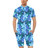 Blue Neon Sea Turtle Print Men's Romper