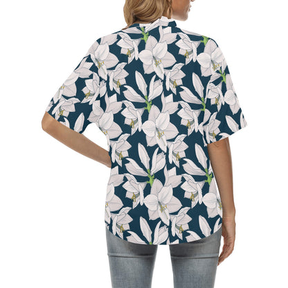 Amaryllis Pattern Print Design 01 Women's Hawaiian Shirt