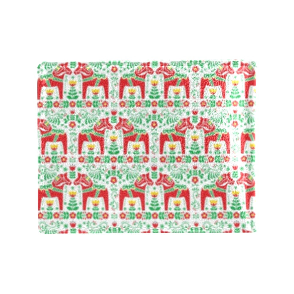 Swedish Dala Style Pattern Men's ID Card Wallet