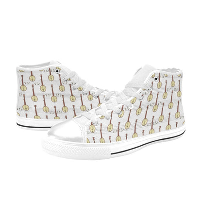 Banjo Print Design LKS402 High Top Women's White Shoes