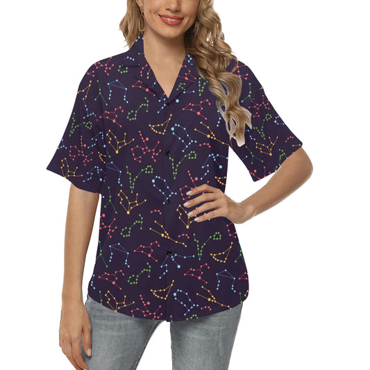 Zodiac Print Design LKS301 Women's Hawaiian Shirt