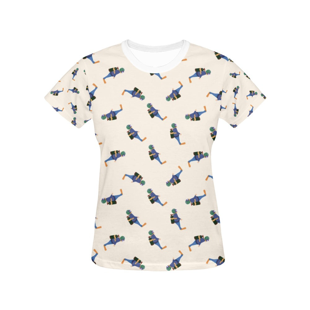 Scuba Driver Print Design LKS301 Women's  T-shirt
