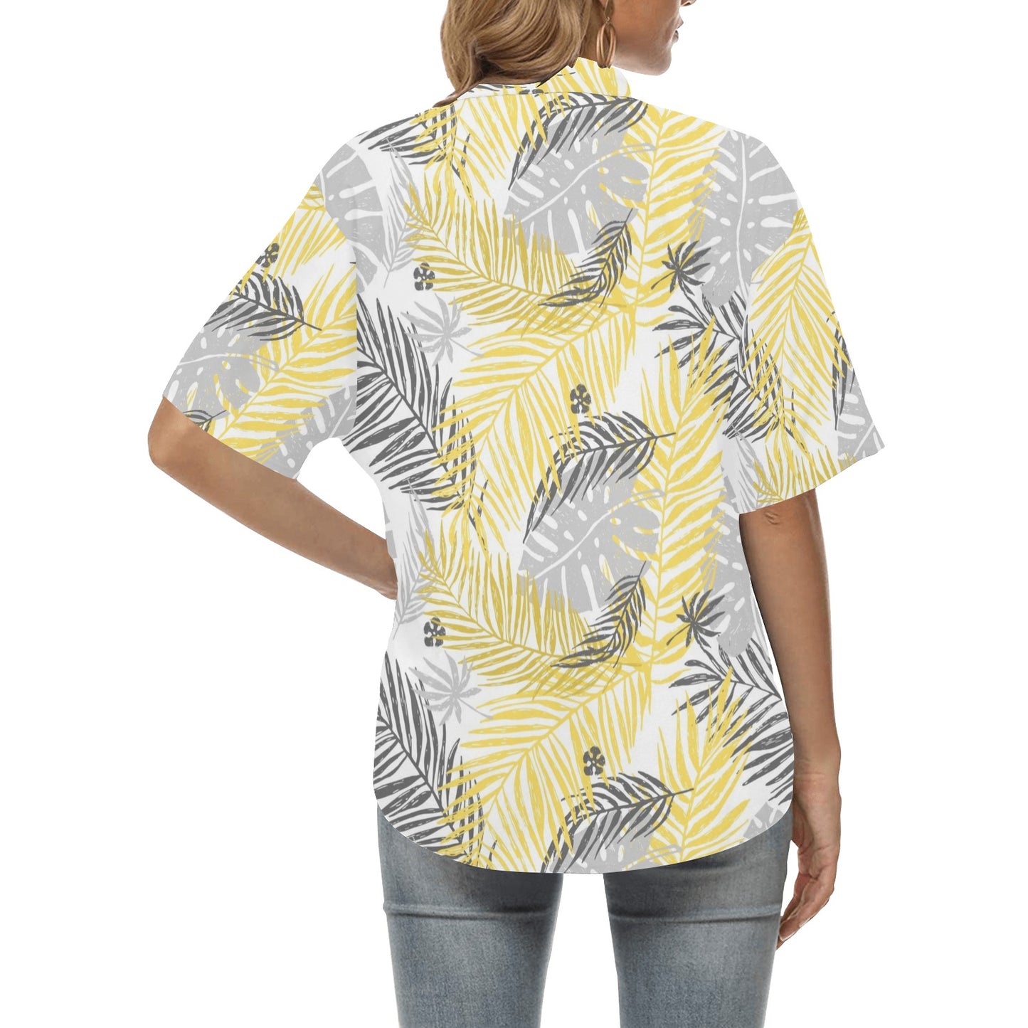 Palm Leaves Pattern Print Design PL012 Women's Hawaiian Shirt