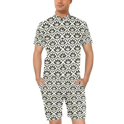 Lotus Pattern Print Men's Romper