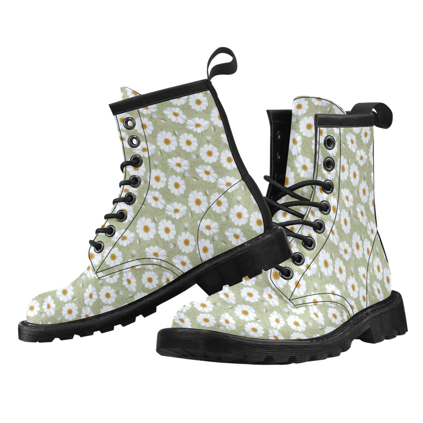Daisy Yellow Print Pattern Women's Boots