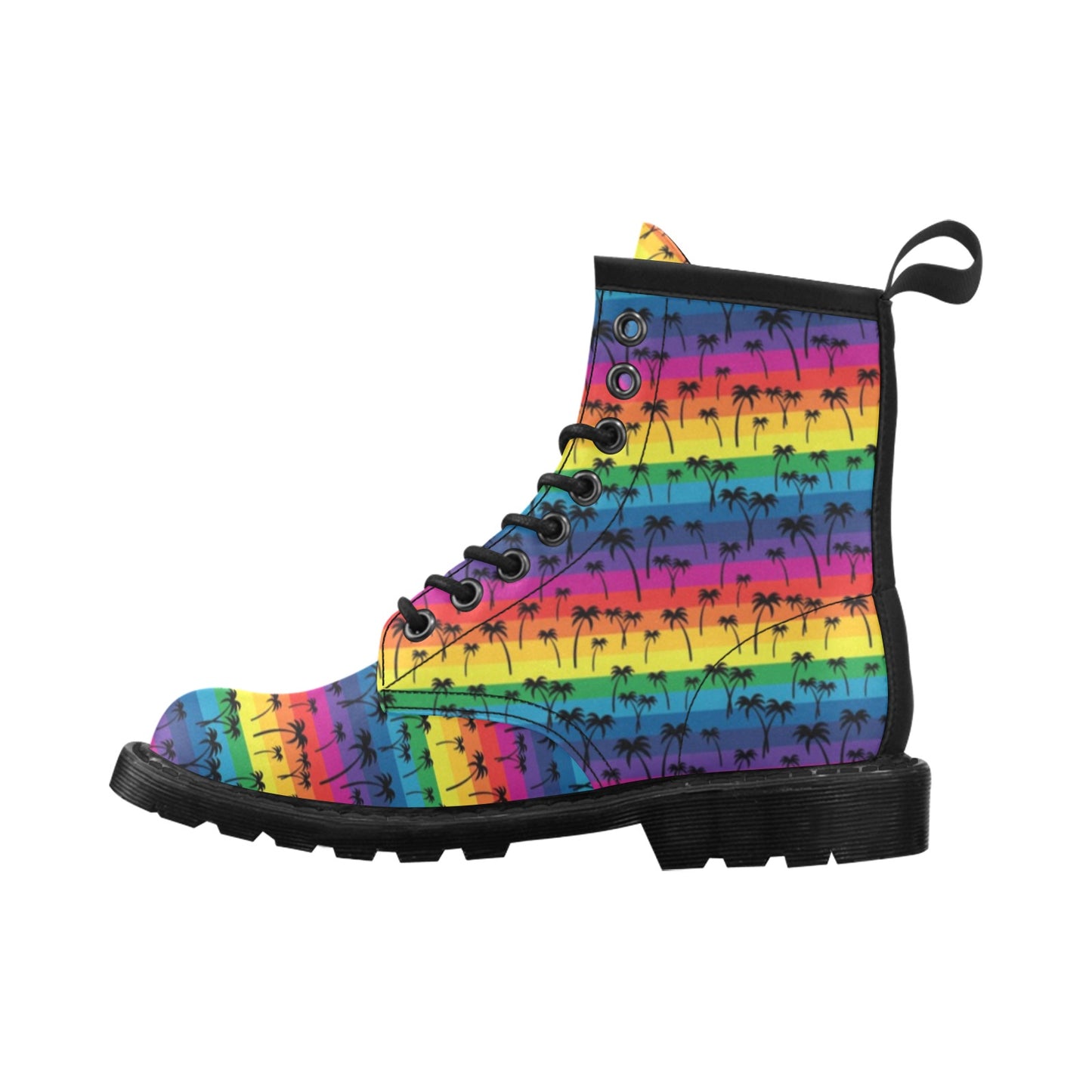 Palm Tree Rainbow Themed Print Women's Boots