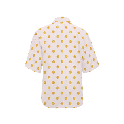 Polka Dot Gold Pink Pattern Print Design 01 Women's Hawaiian Shirt