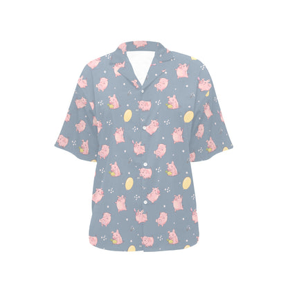 Pig Print Design LKS405 Women's Hawaiian Shirt
