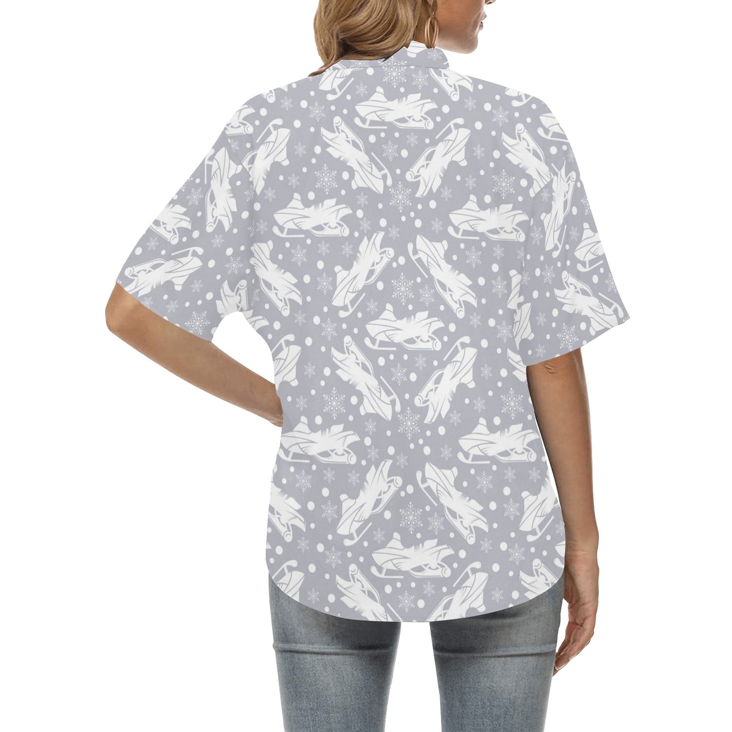 Snowmobile Print Design LKS302 Women's Hawaiian Shirt