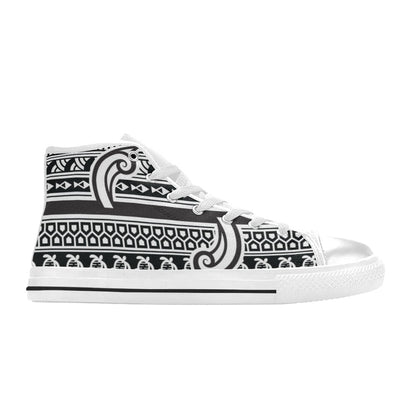 Samoan Style Print Design LKS305 High Top Women's White Shoes