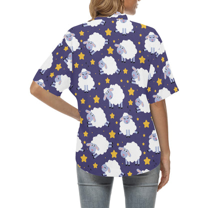 Sheep Pattern Print Design 03 Women's Hawaiian Shirt