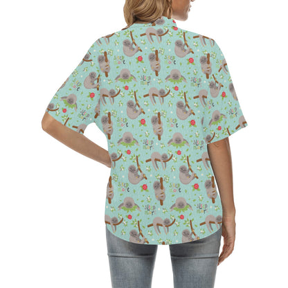 Sloth Print Design LKS305 Women's Hawaiian Shirt