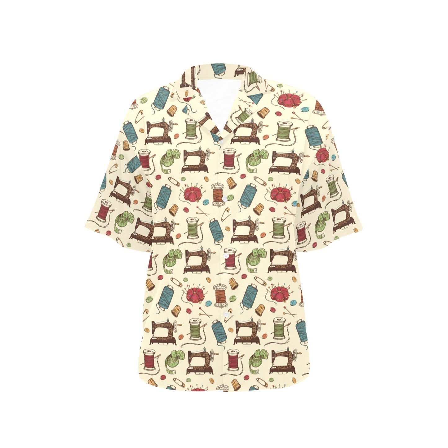 Sewing Equipment Print Design LKS303 Women's Hawaiian Shirt