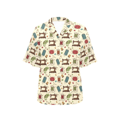 Sewing Equipment Print Design LKS303 Women's Hawaiian Shirt