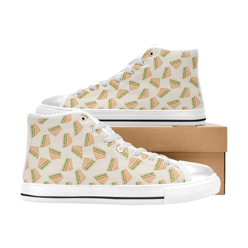 Sandwich Print Design LKS301 High Top Women's White Shoes