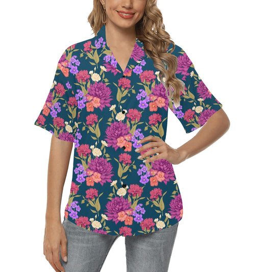 Dahlia Pattern Print Design DH01 Women's Hawaiian Shirt