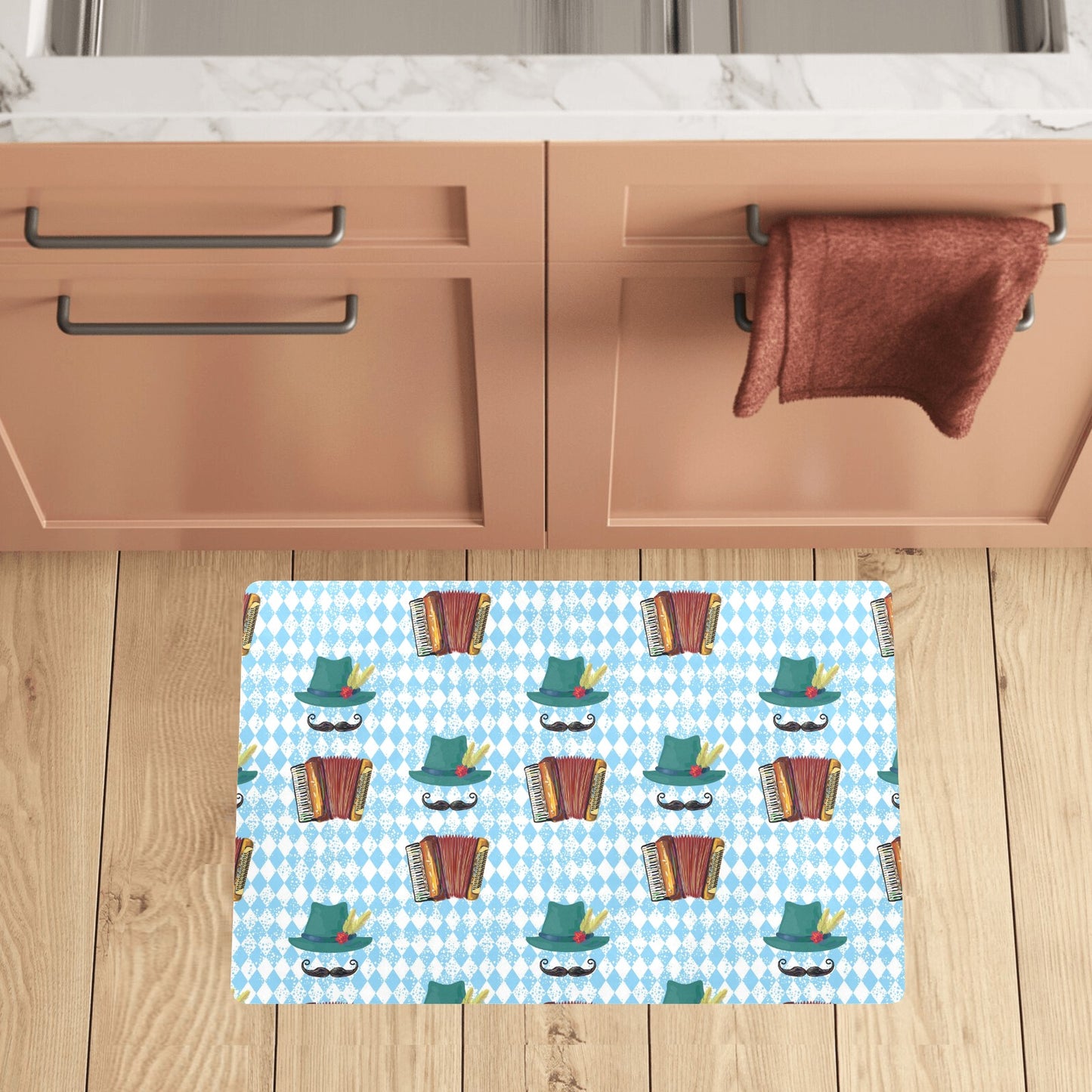 Accordion Mustache Pattern Print Design 01 Kitchen Mat
