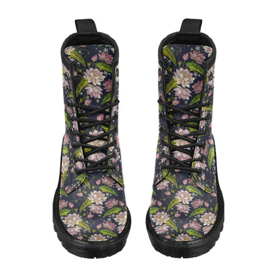 lotus Embroidered Pattern Print Design LO06 Women's Boots