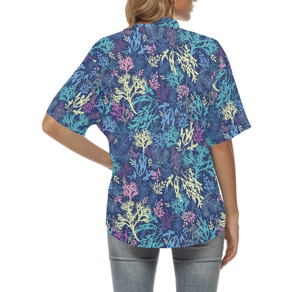Seaweed Print Design LKS301 Women's Hawaiian Shirt