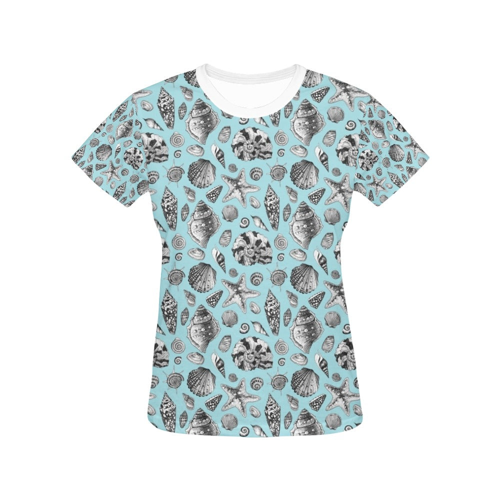 Seashell Beach Print Design LKS302 Women's  T-shirt